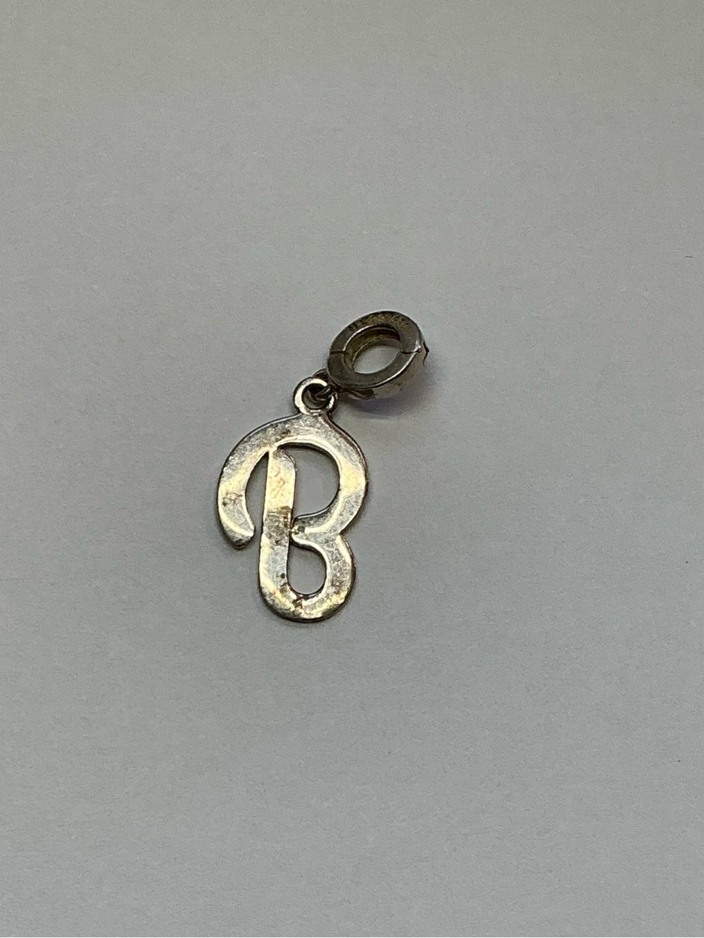 Vintage Sterling Silver Letter B Charm Pendant - Classic Initial Jewelry. 1 inch